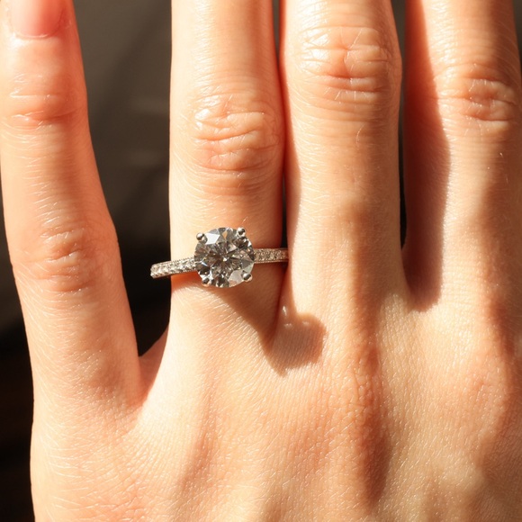 A.JAFFE 1.63 CT Round Brilliant Lab Grown Diamond Engagement Ring in Platinum - Picture 10 of 11